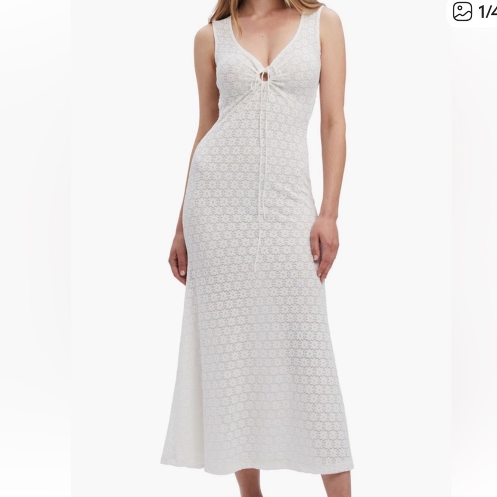 Bardot White Lace Midi Dress